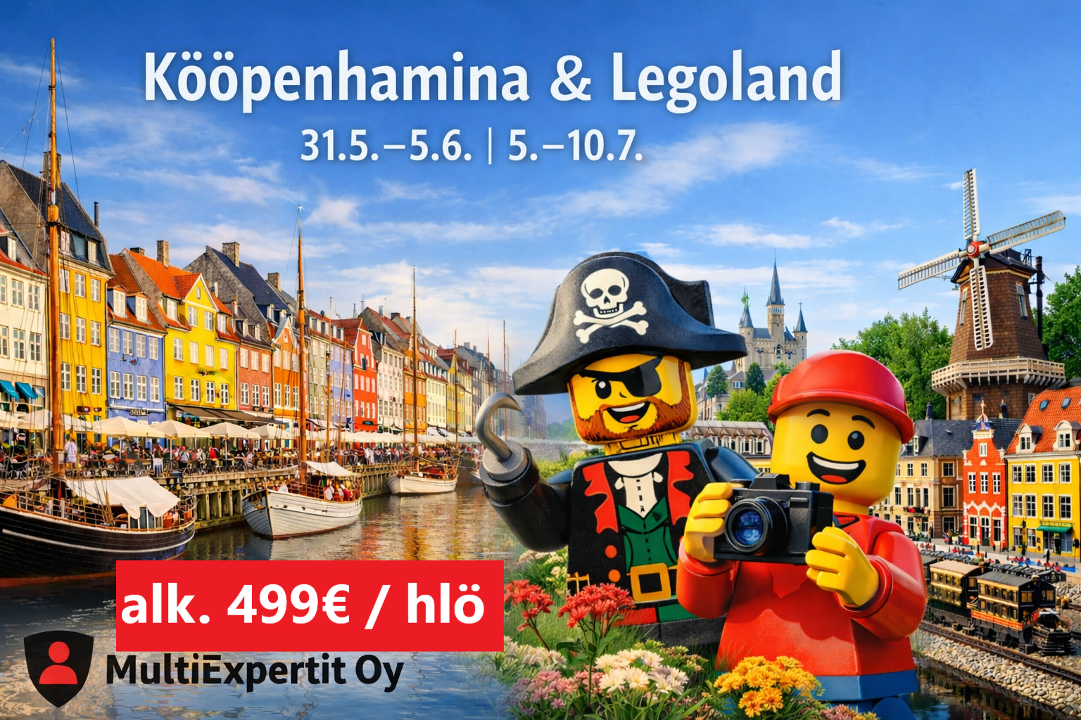 Legoland ja Kööpenhamina, helppo bussimatka meidän mukana. Lähtö Turusta sunnuntai-iltana ja paluu Turkuun perjantai-aamuna. 
